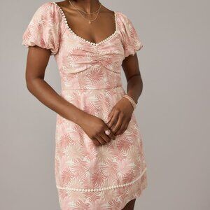 Abbey Palm Print Pearl Embellished Mini Dress